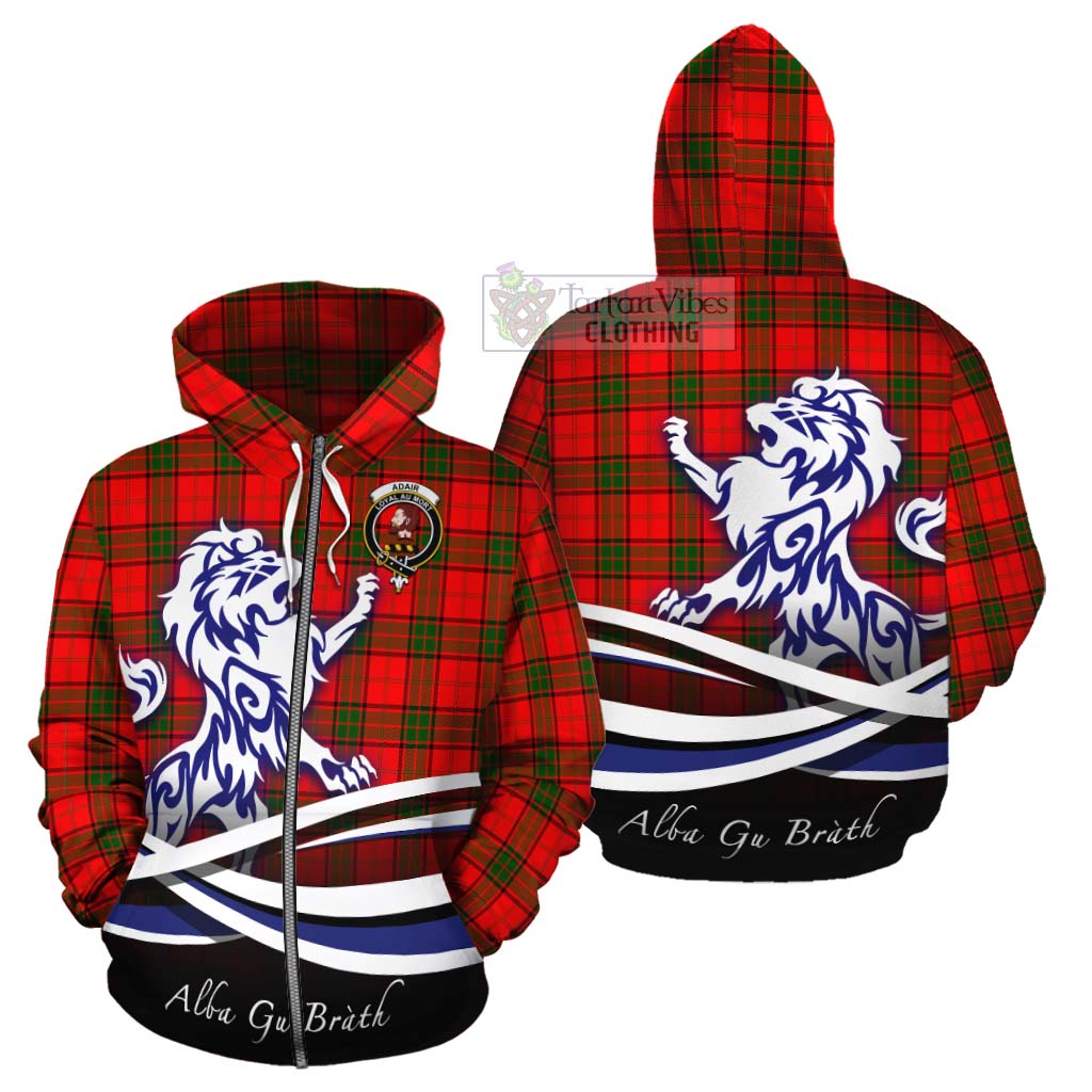 Tartan Vibes Clothing Adair Tartan Cotton Hoodie with Alba Gu Brath Regal Lion Emblem