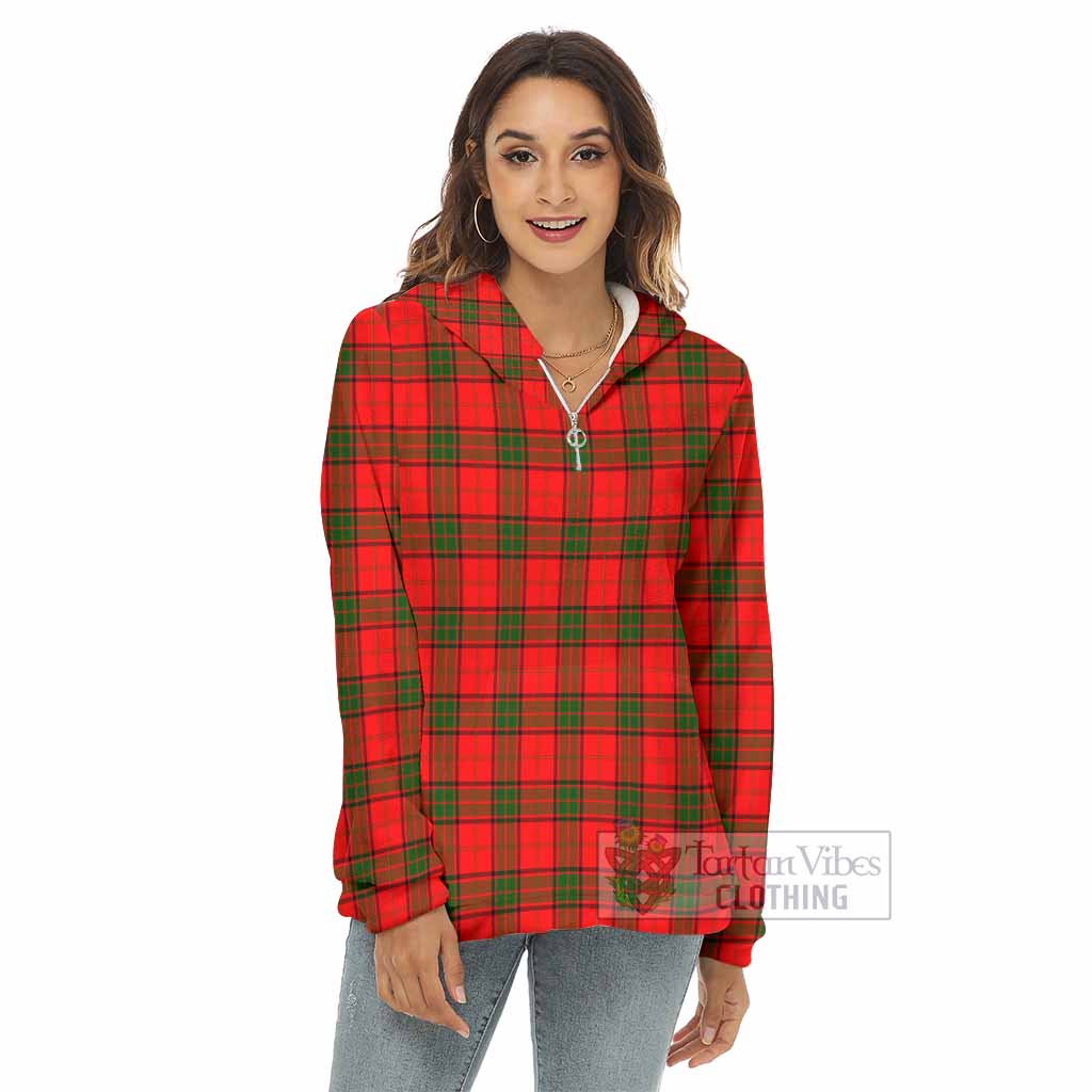 Adair Tartan Women's Borg Fleece Hoodie with Half Zip - Tartan Vibes Clothing