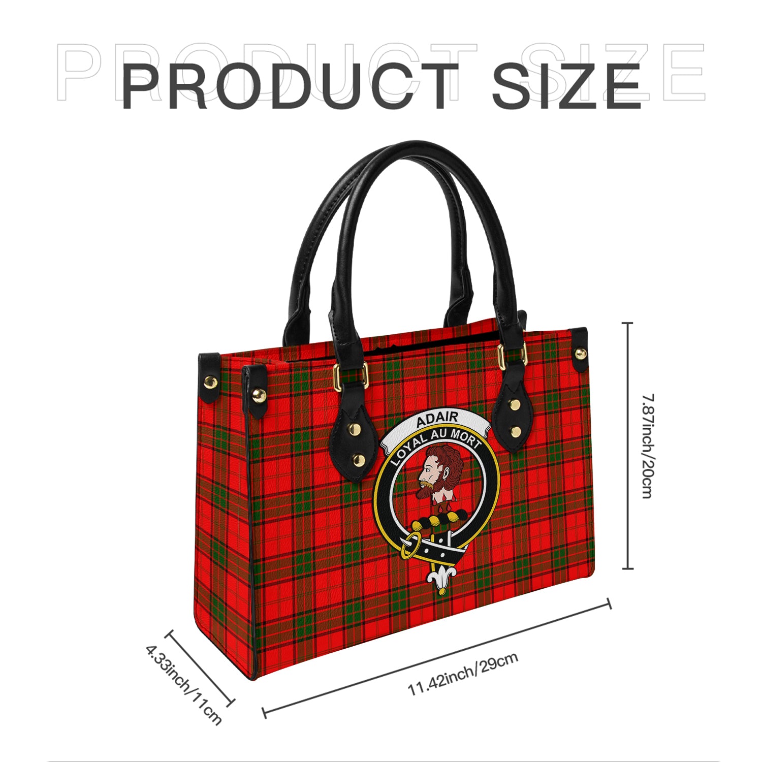 Adair Tartan Leather Bag with Family Crest - Tartanvibesclothing