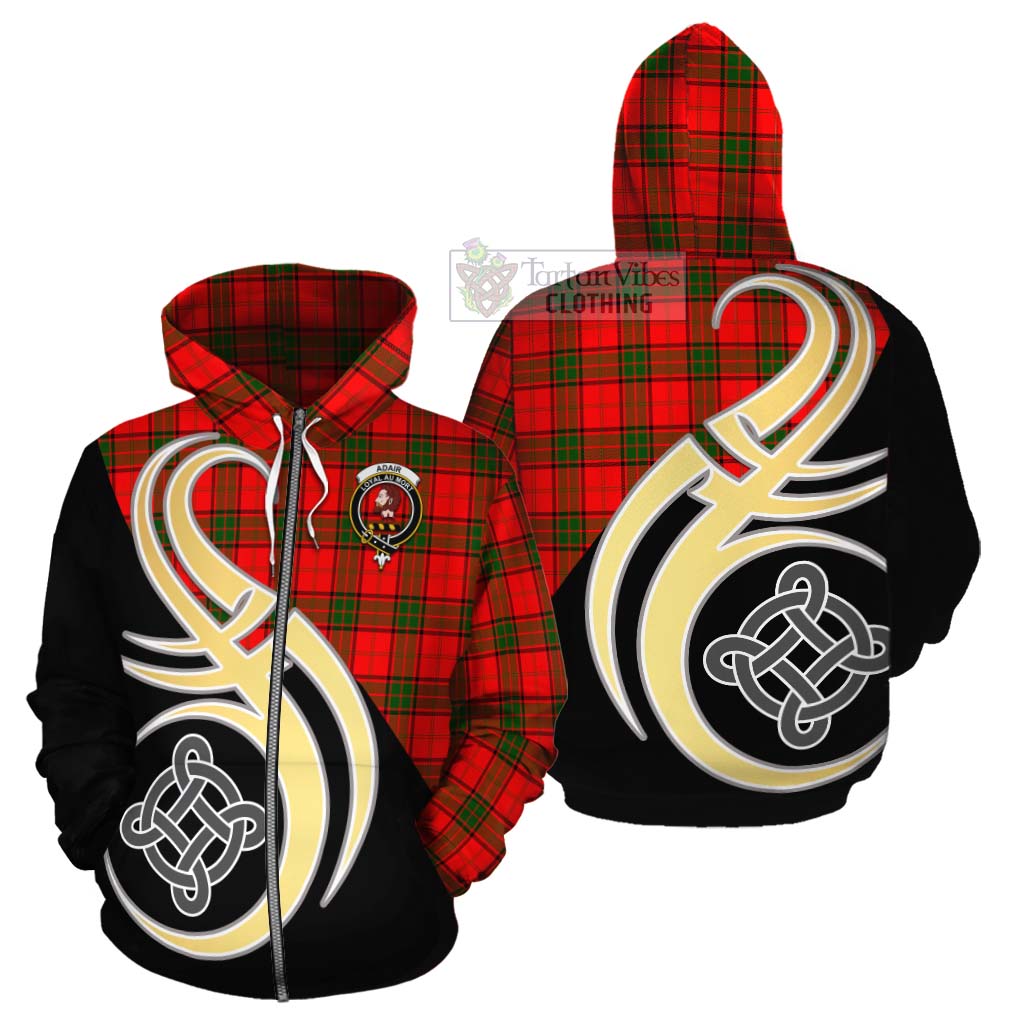 Tartan Vibes Clothing Adair Tartan Cotton Hoodie with Family Crest and Celtic Symbol Style