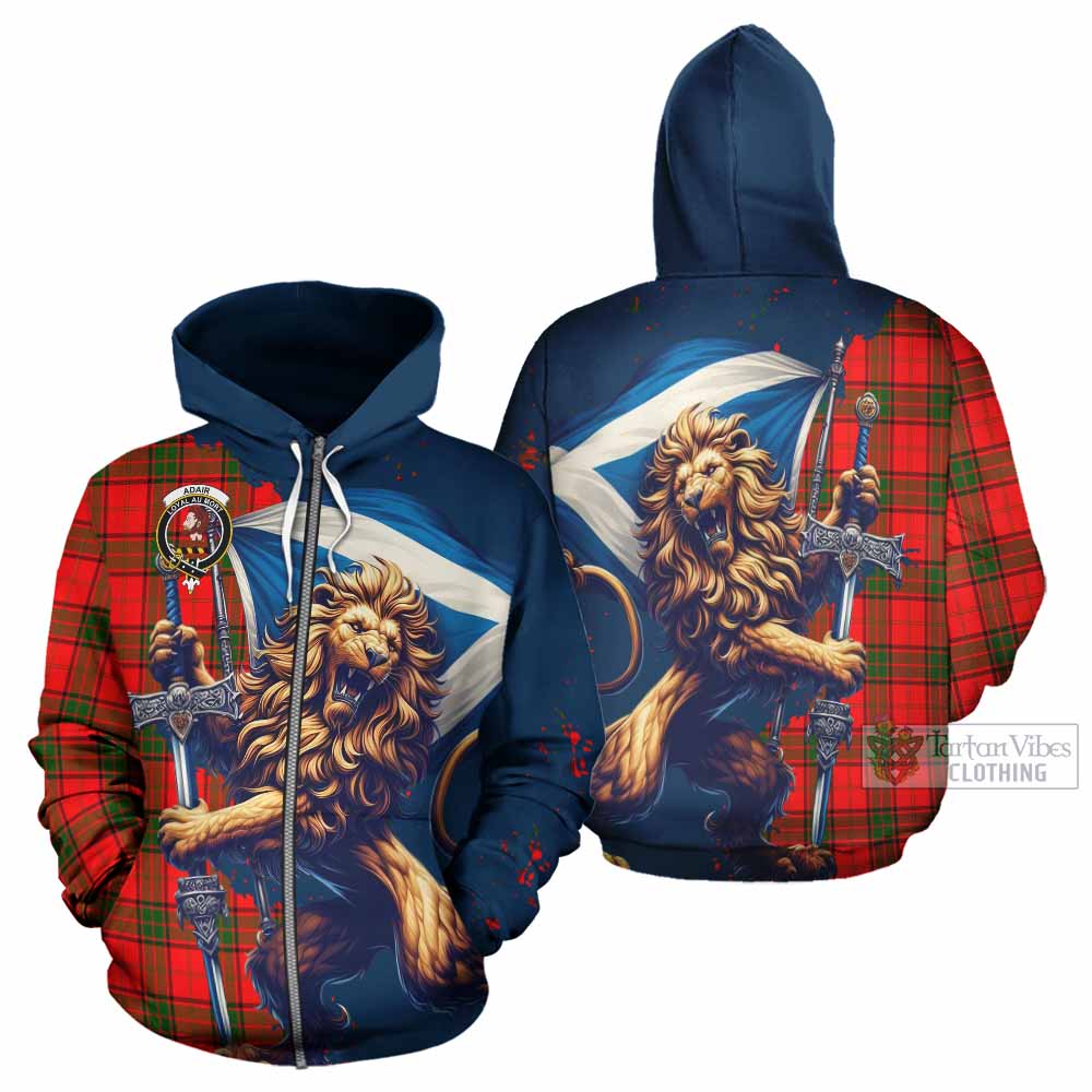 Adair Tartan Family Crest Hoodie with Scottish Majestic Lion