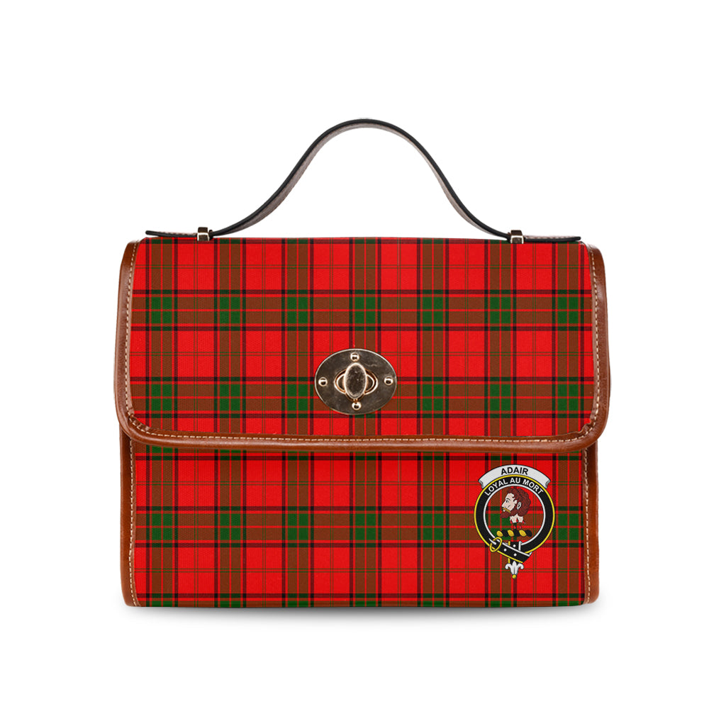 Adair Tartan Leather Strap Waterproof Canvas Bag with Family Crest - Tartanvibesclothing