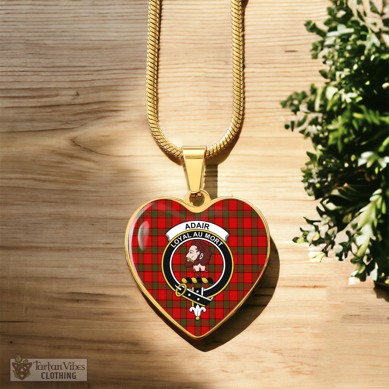 Tartan Vibes Clothing Adair Tartan Heart Necklace with Family Crest