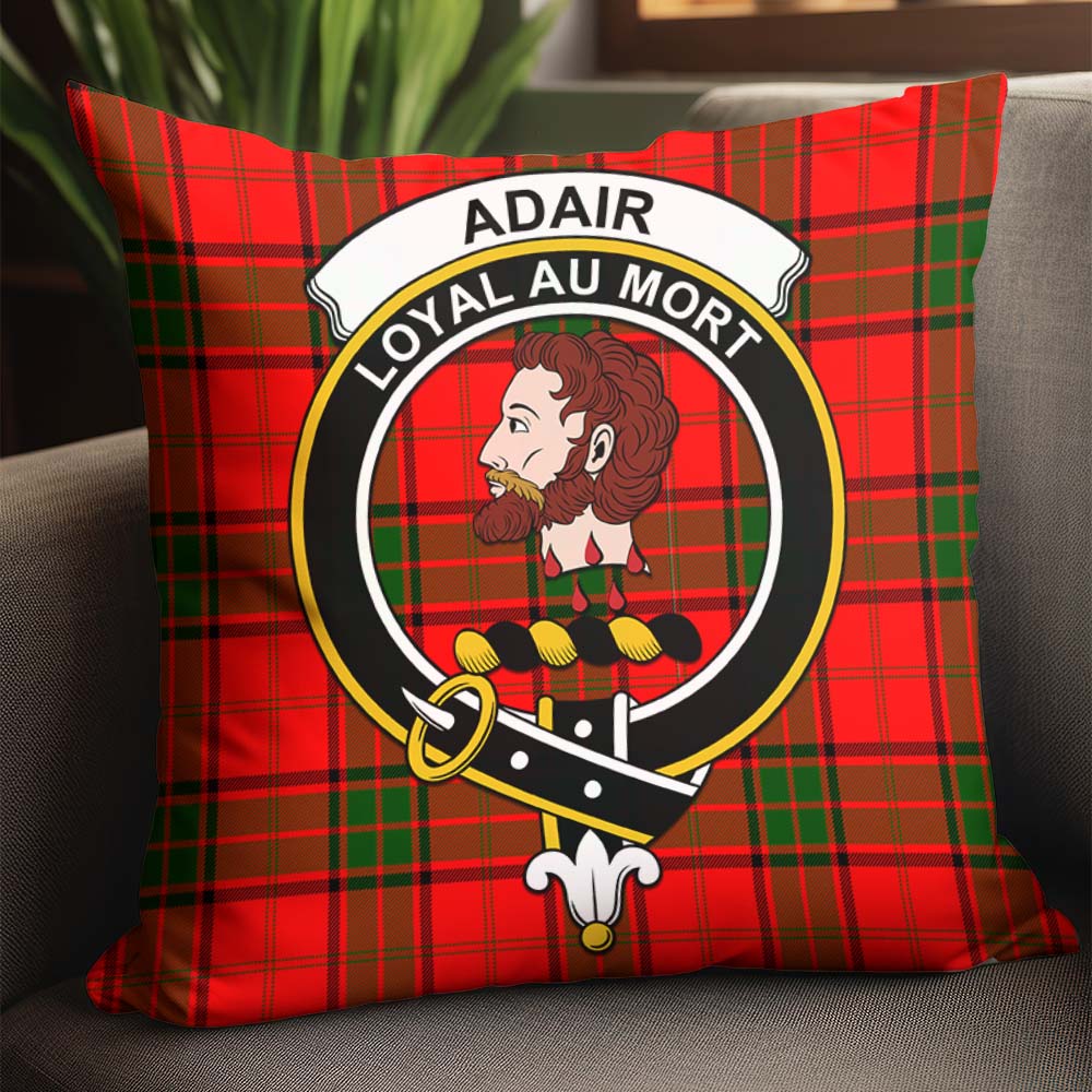 Adair Tartan Pillow Cover with Family Crest - Tartanvibesclothing