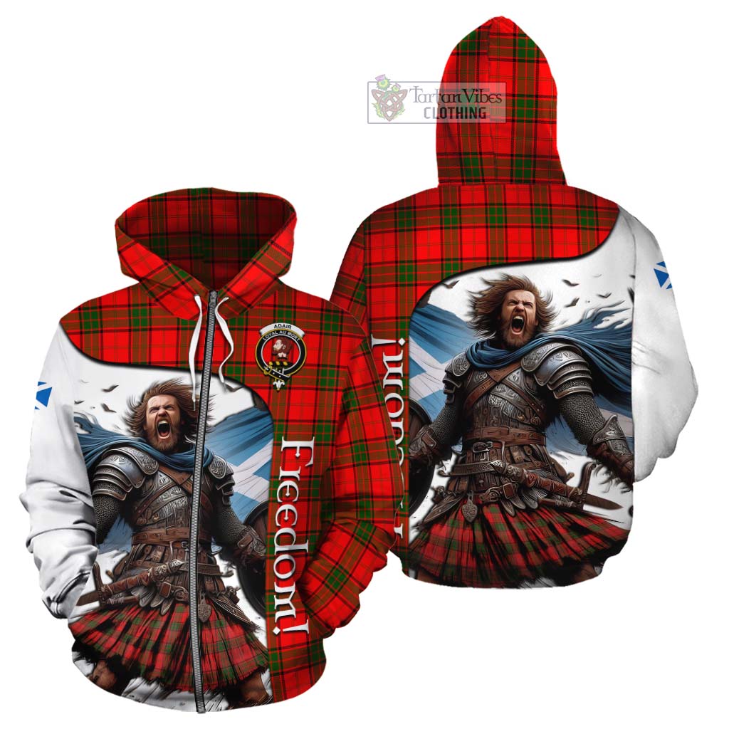 Tartan Vibes Clothing Adair Crest Tartan Cotton Hoodie Inspired by the Freedom of Scottish Warrior