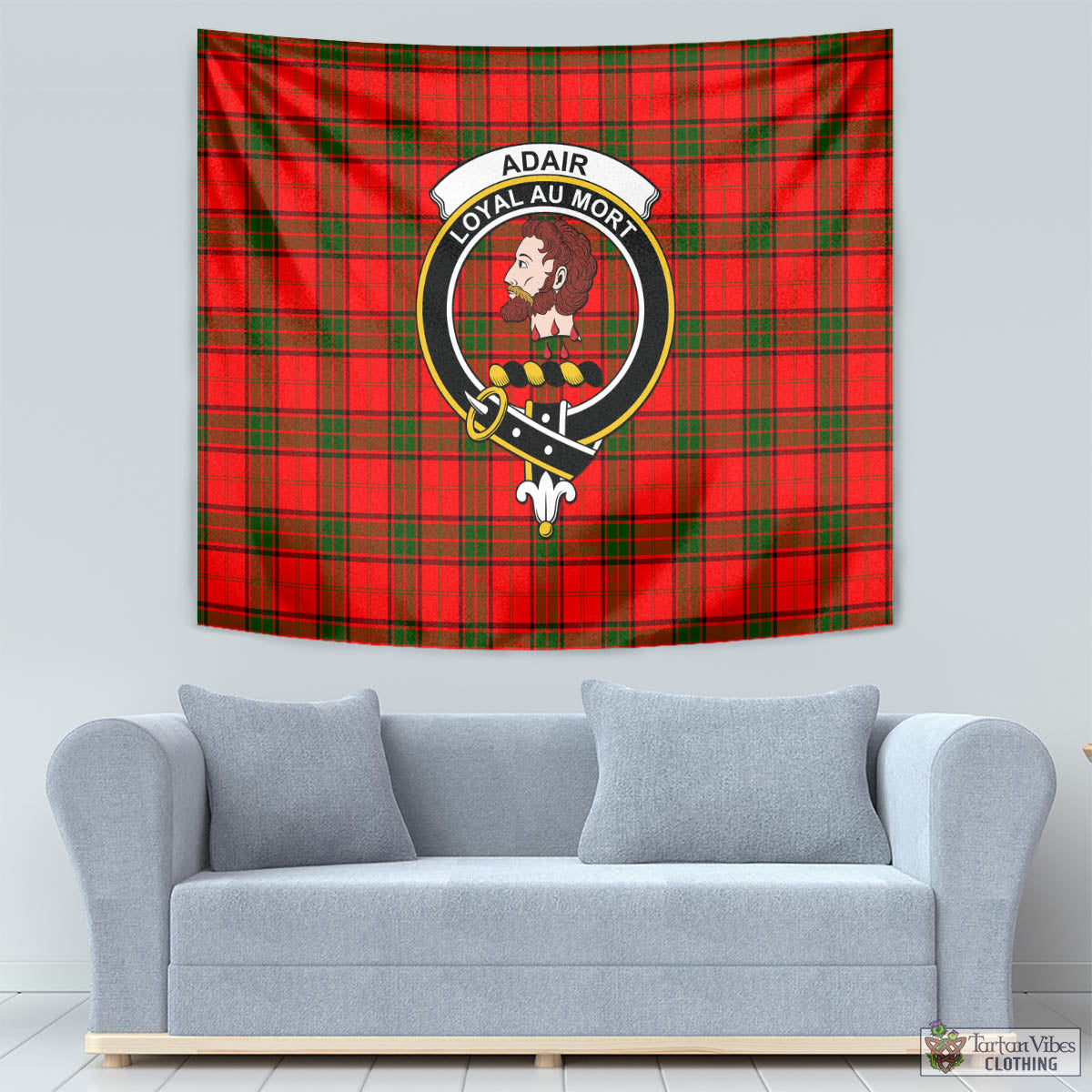 Tartan Vibes Clothing Adair Tartan Tapestry Wall Hanging and Home Decor for Room with Family Crest