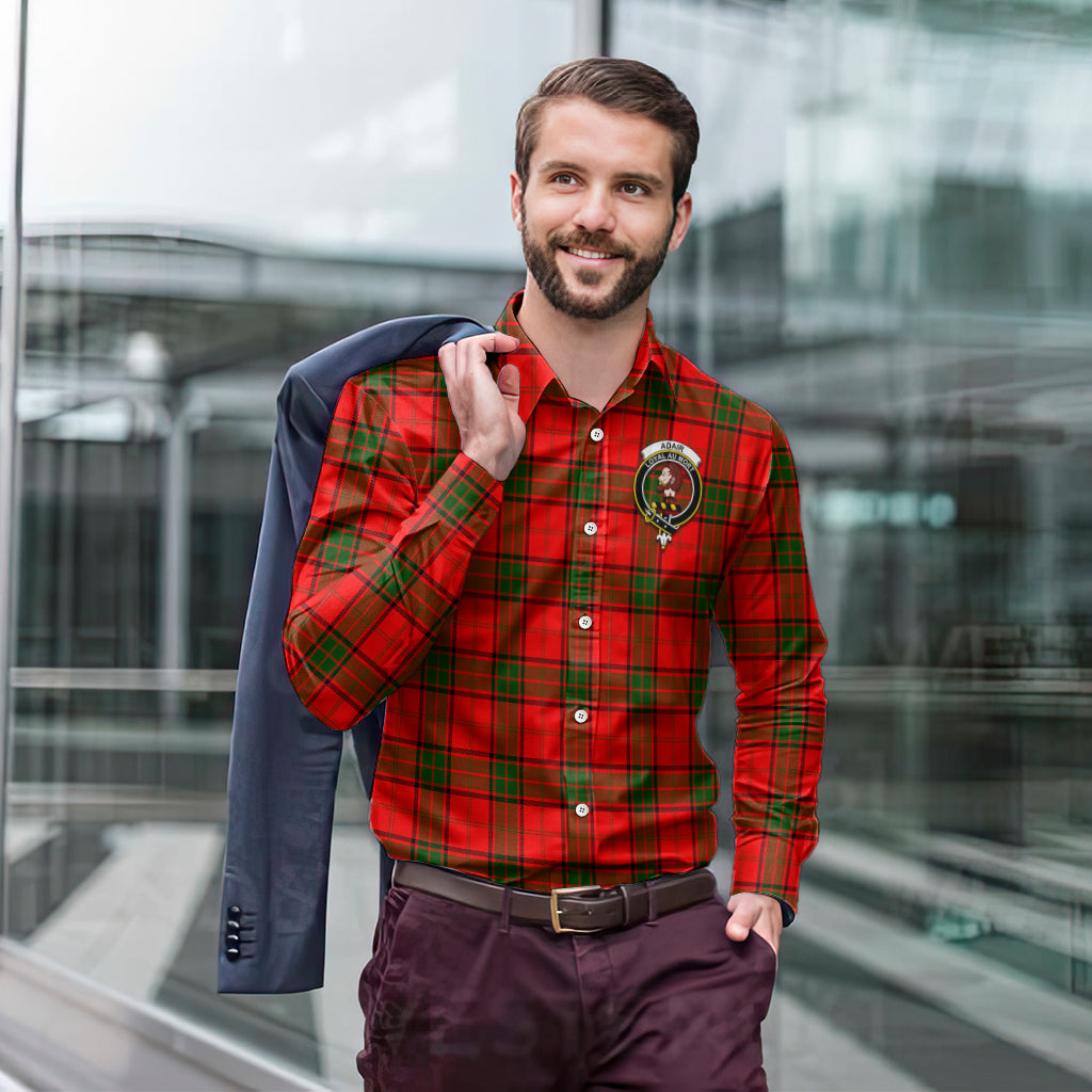 Adair Tartan Long Sleeve Button Up Shirt with Family Crest - Tartanvibesclothing