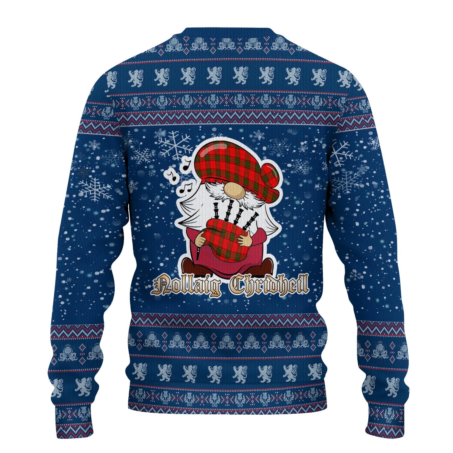 Adair Clan Christmas Family Knitted Sweater with Funny Gnome Playing Bagpipes - Tartanvibesclothing