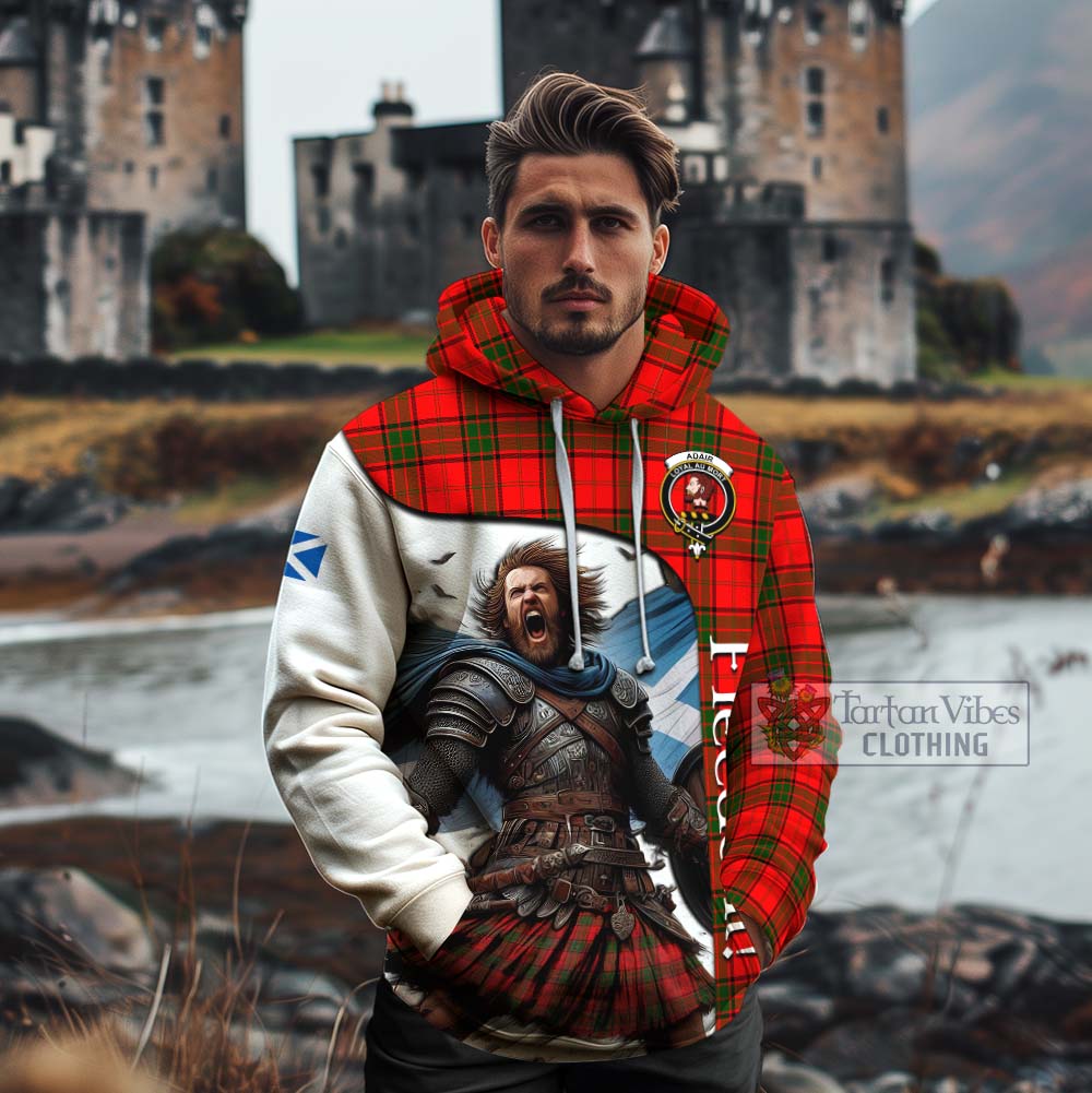 Tartan Vibes Clothing Adair Crest Tartan Cotton Hoodie Inspired by the Freedom of Scottish Warrior