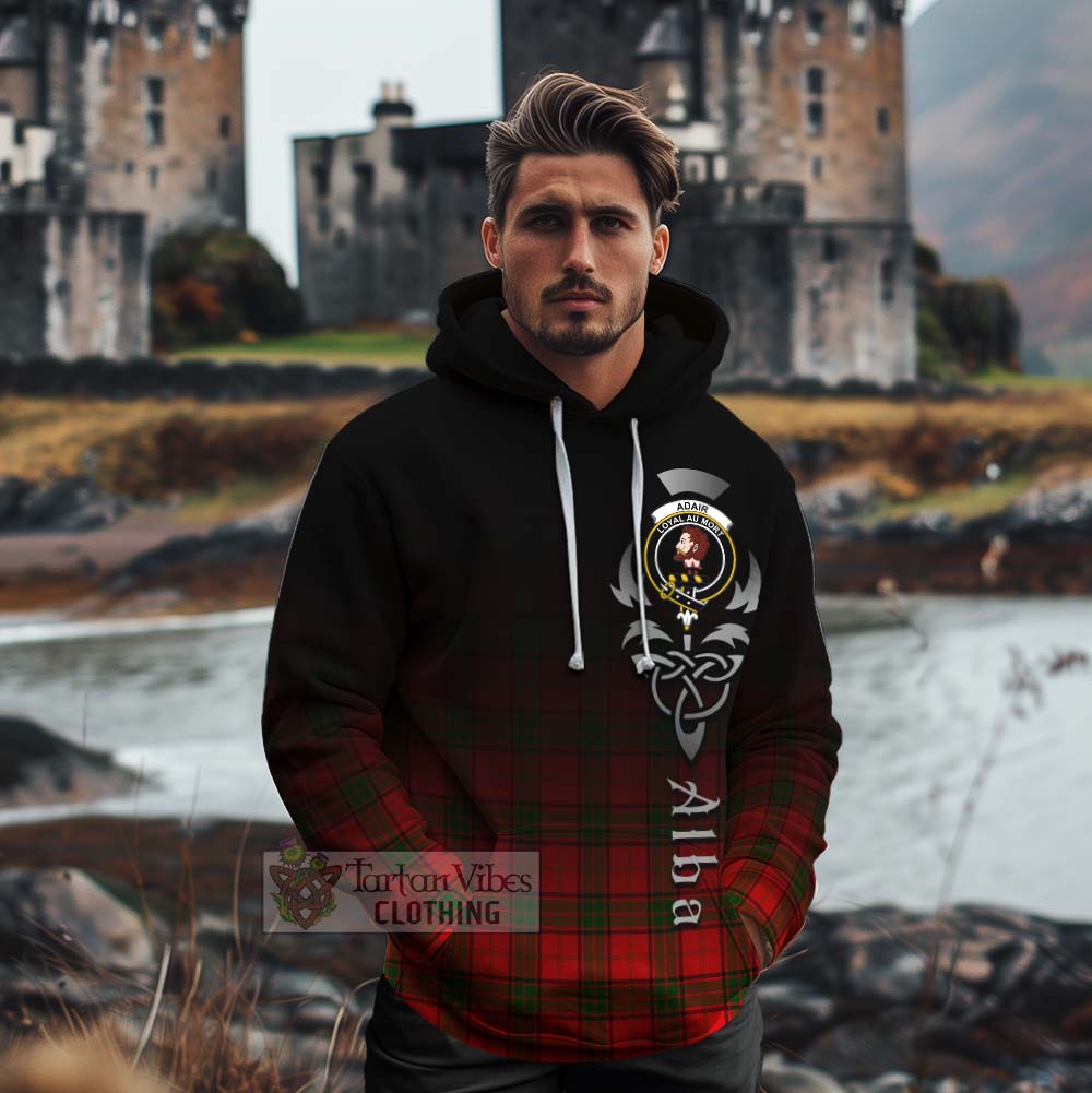 Tartan Vibes Clothing Adair Tartan Cotton Hoodie Featuring Alba Gu Brath Family Crest Celtic Inspired