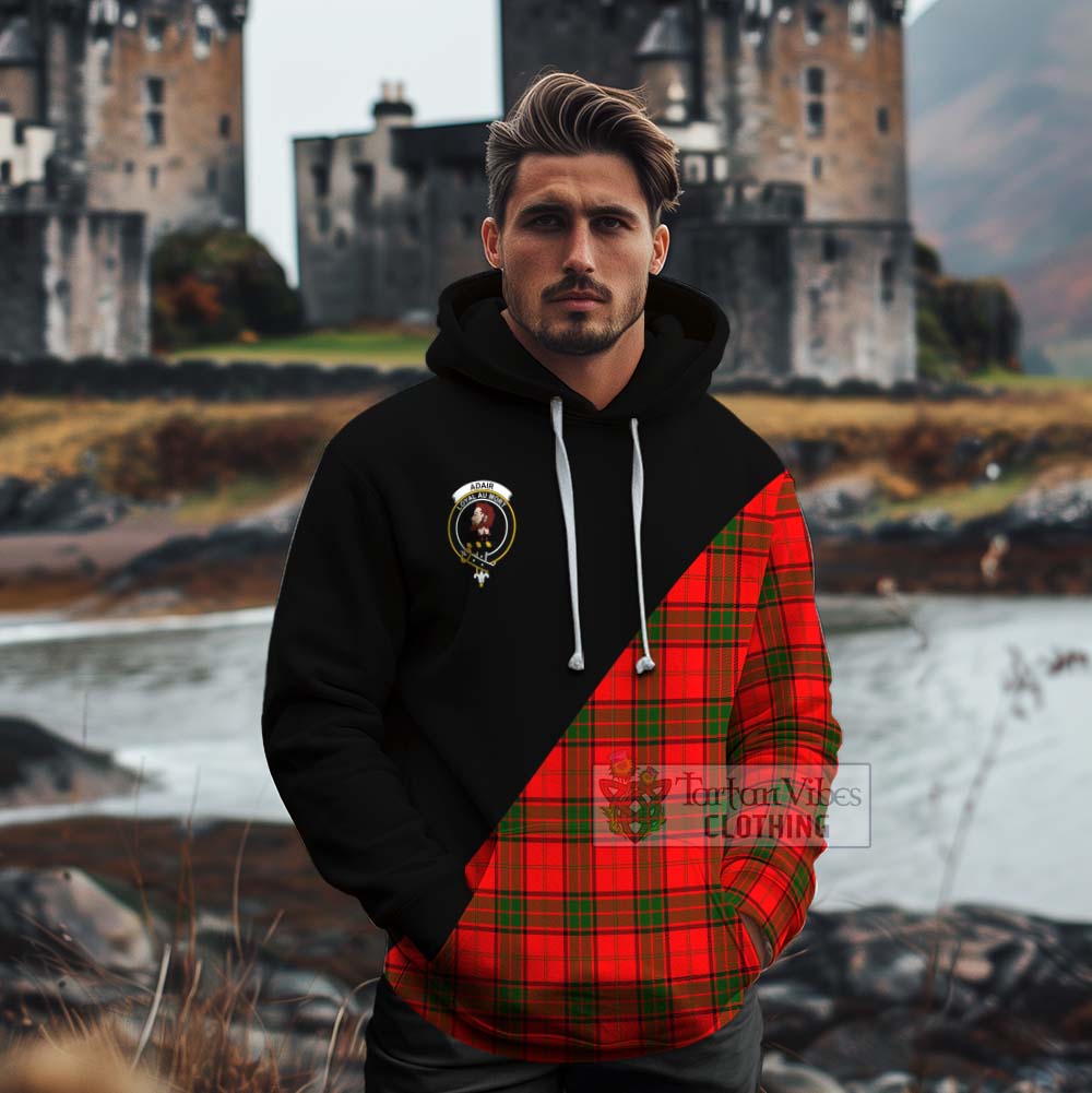 Tartan Vibes Clothing Adair Tartan Cotton Hoodie with Family Crest and Military Logo Style