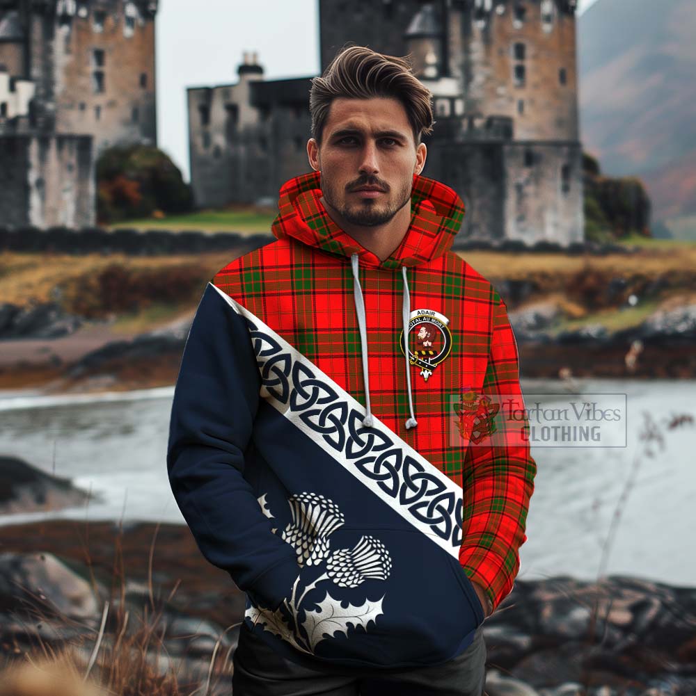 Tartan Vibes Clothing Adair Tartan Cotton Hoodie Featuring Thistle and Scotland Map