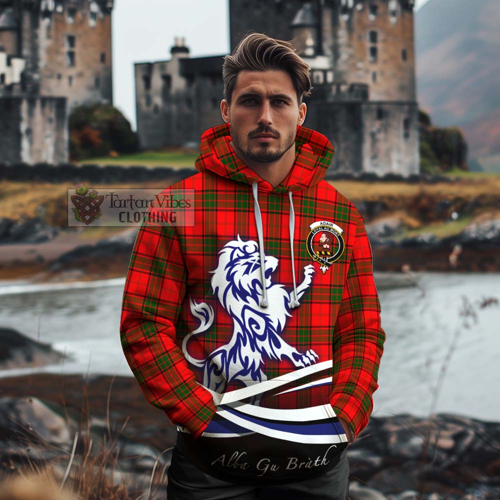 Tartan Vibes Clothing Adair Tartan Cotton Hoodie with Alba Gu Brath Regal Lion Emblem