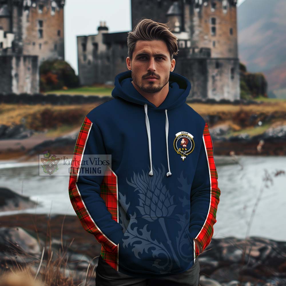 Tartan Vibes Clothing Adair Tartan Cotton Hoodie with Family Crest and Scottish Thistle Vibes Sport Style