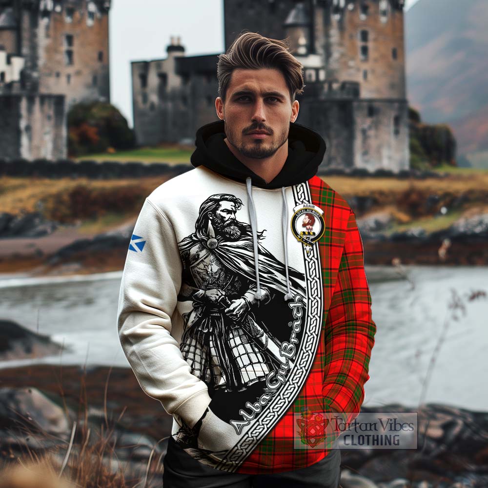 Tartan Vibes Clothing Adair Tartan Clan Crest Cotton Hoodie with Highlander Warrior Celtic Style