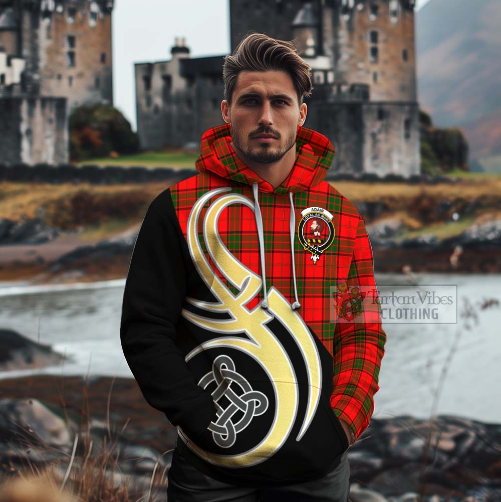 Tartan Vibes Clothing Adair Tartan Cotton Hoodie with Family Crest and Celtic Symbol Style