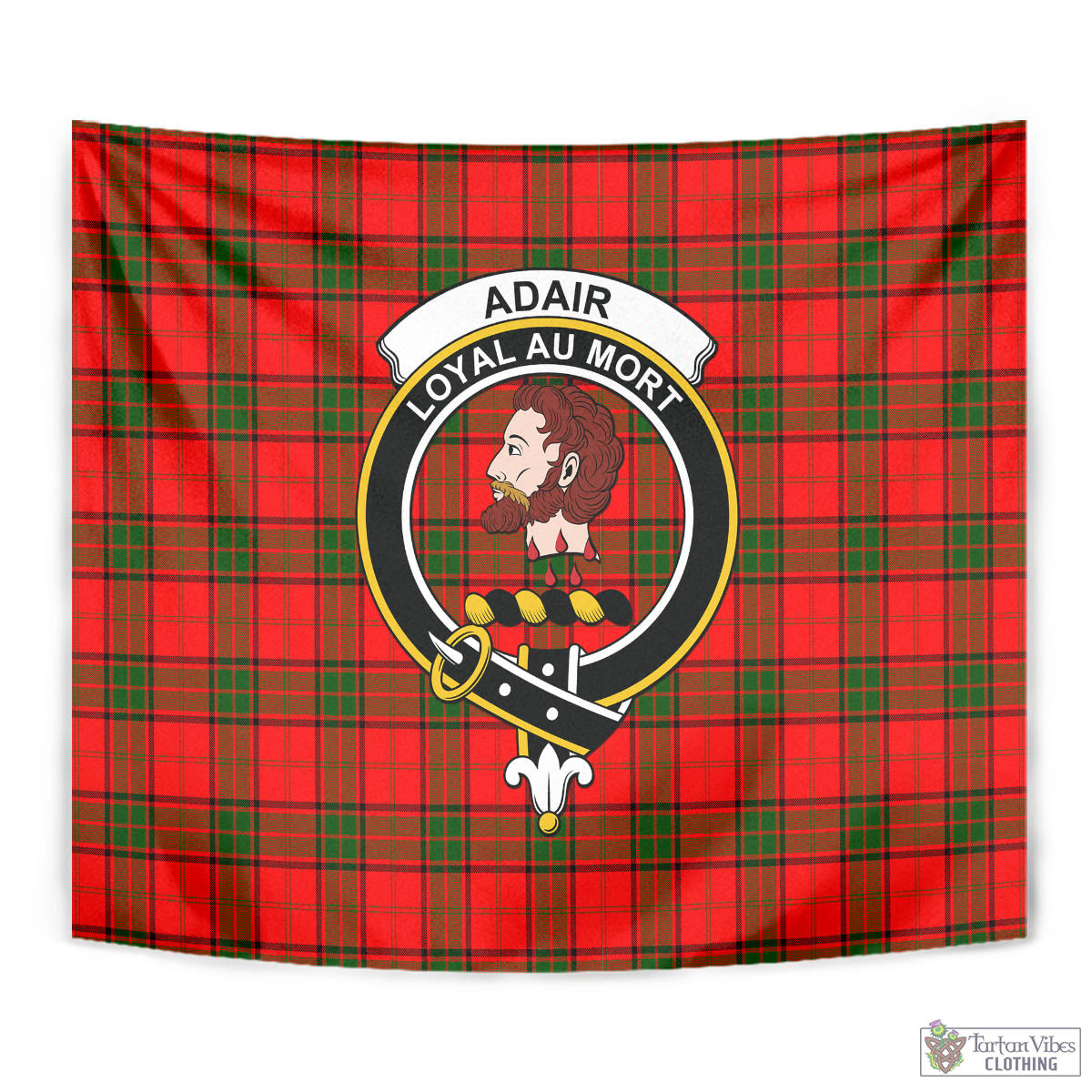 Tartan Vibes Clothing Adair Tartan Tapestry Wall Hanging and Home Decor for Room with Family Crest