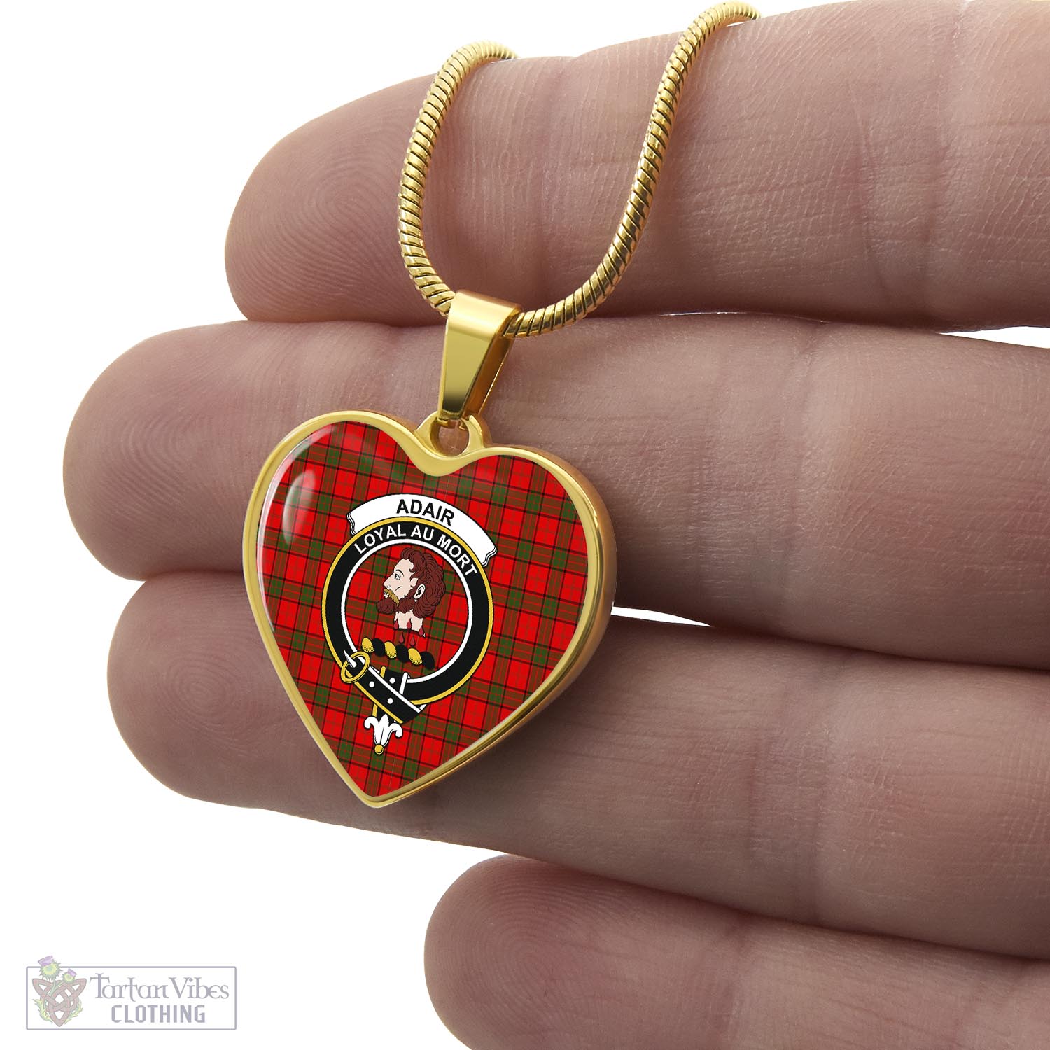 Tartan Vibes Clothing Adair Tartan Heart Necklace with Family Crest