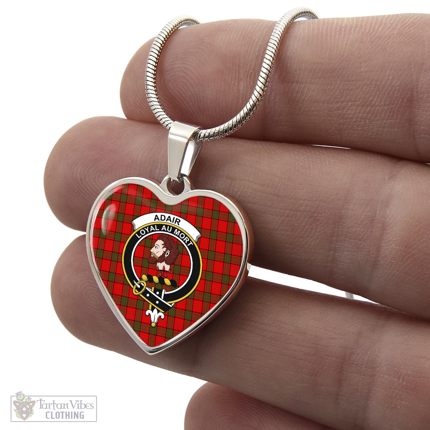 Tartan Vibes Clothing Adair Tartan Heart Necklace with Family Crest