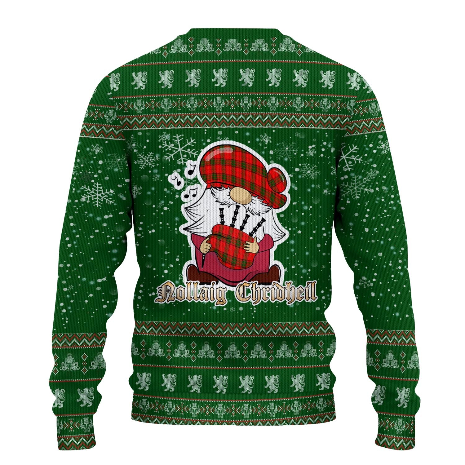 Adair Clan Christmas Family Knitted Sweater with Funny Gnome Playing Bagpipes - Tartanvibesclothing