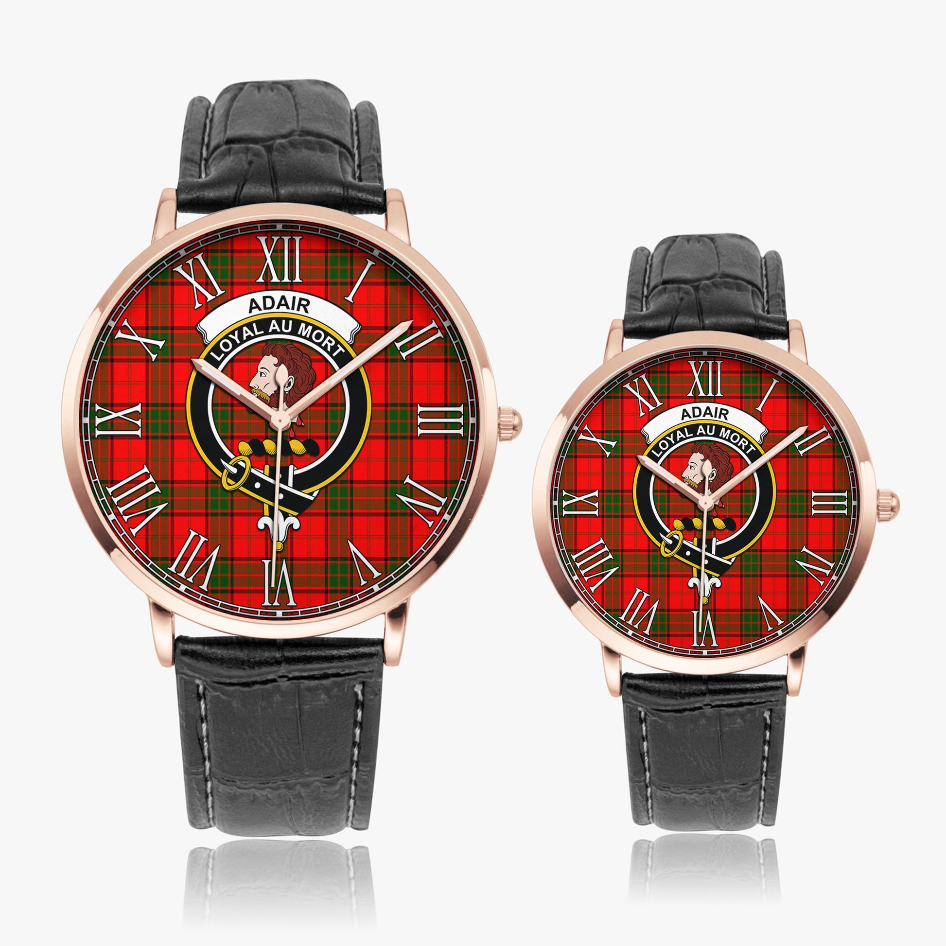 Adair Tartan Family Crest Leather Strap Quartz Watch - Tartanvibesclothing