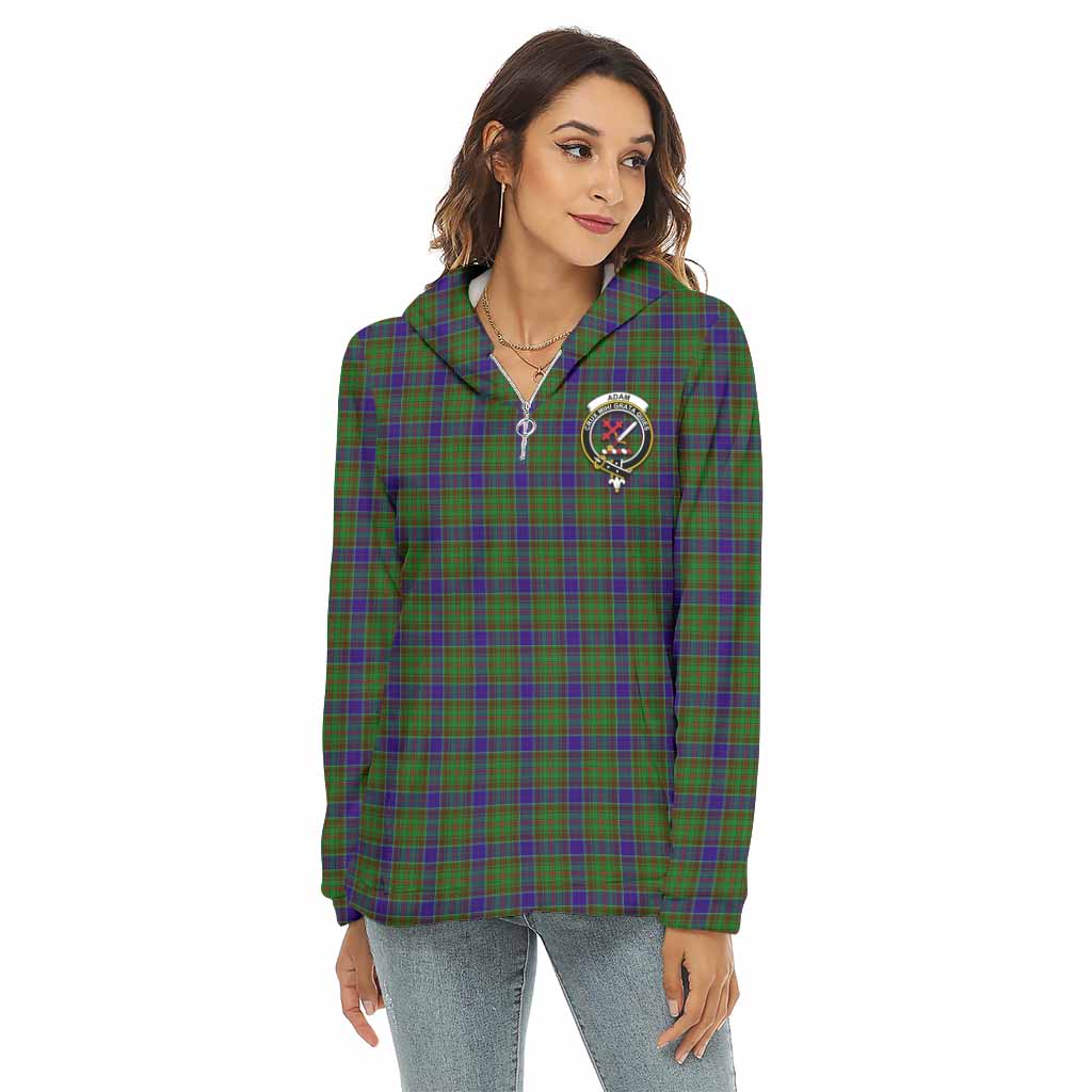 Tartan Vibes Clothing Adam Tartan Crest Women's Borg  Half Zip Fleece Hoodie