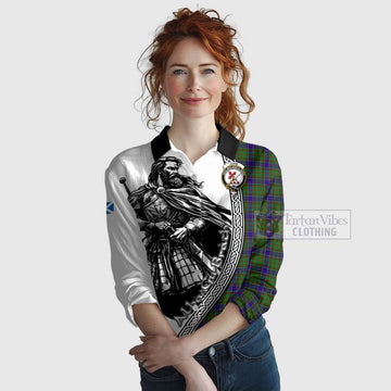 Adam Tartan Clan Crest Women's Casual Shirt with Highlander Warrior Celtic Style