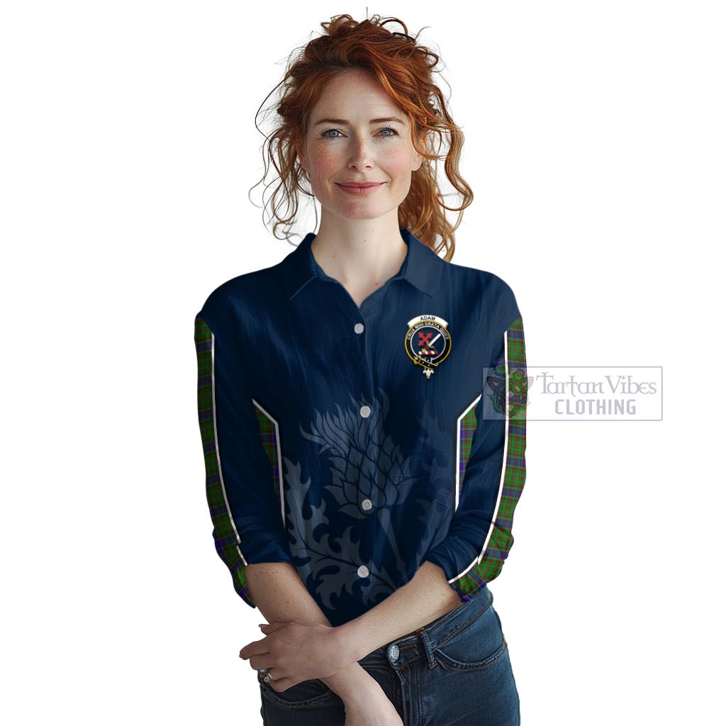 Tartan Vibes Clothing Adam Tartan Women's Casual Shirt with Family Crest and Scottish Thistle Vibes Sport Style