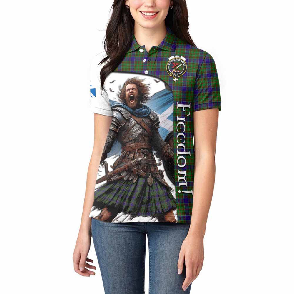 Tartan Vibes Clothing Adam Crest Tartan Women's Polo Shirt Inspired by the Freedom of Scottish Warrior