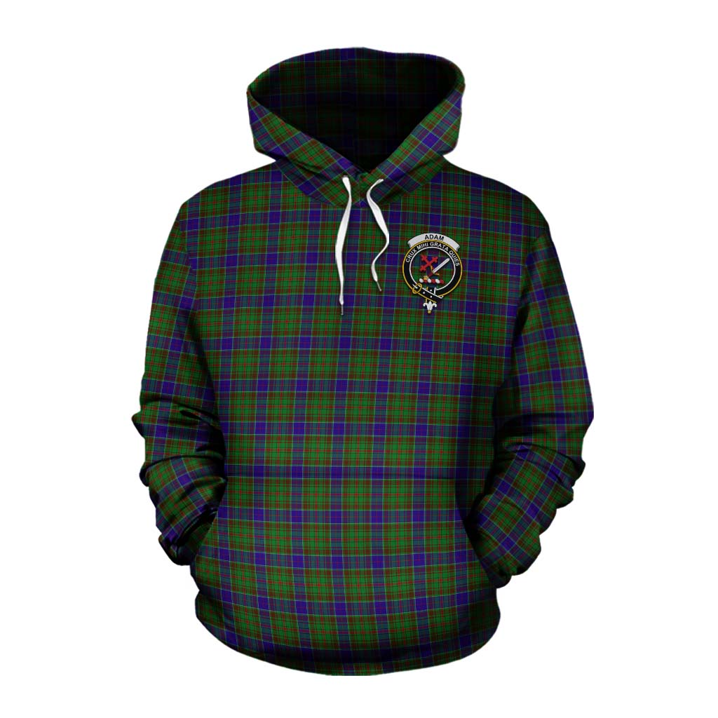 Tartan Vibes Clothing Adam Tartan Cotton Hoodie with Family Crest and Bearded Skull Holding Bottles of Whiskey