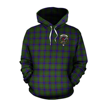 Adam Tartan Cotton Hoodie with Family Crest and Bearded Skull Holding Bottles of Whiskey