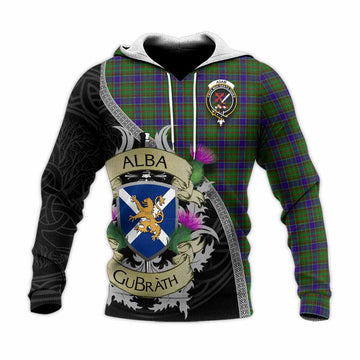 Adam Tartan Family Crest Knitted Hoodie Lion Rampant Royal Thistle Shield Celtic Inspired Unisex Knitted Pullover Hoodie - Tartan Vibes Clothing