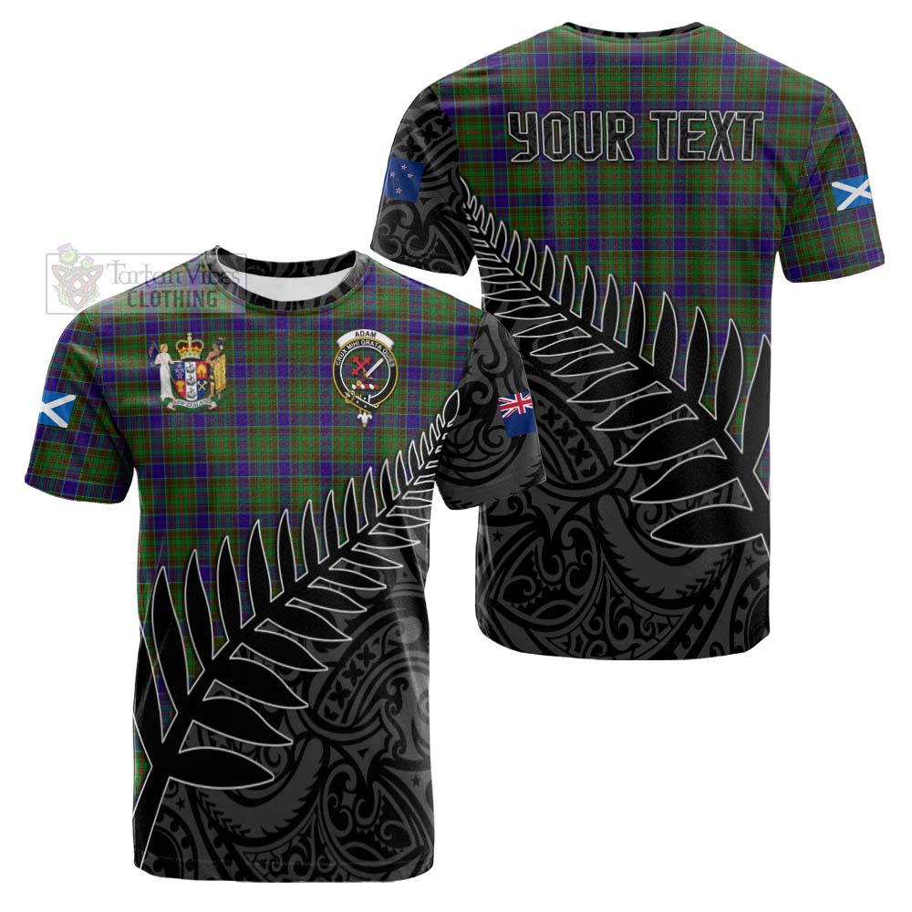 Tartan Vibes Clothing Adam Crest Tartan Cotton T-shirt with New Zealand Silver Fern Half Style