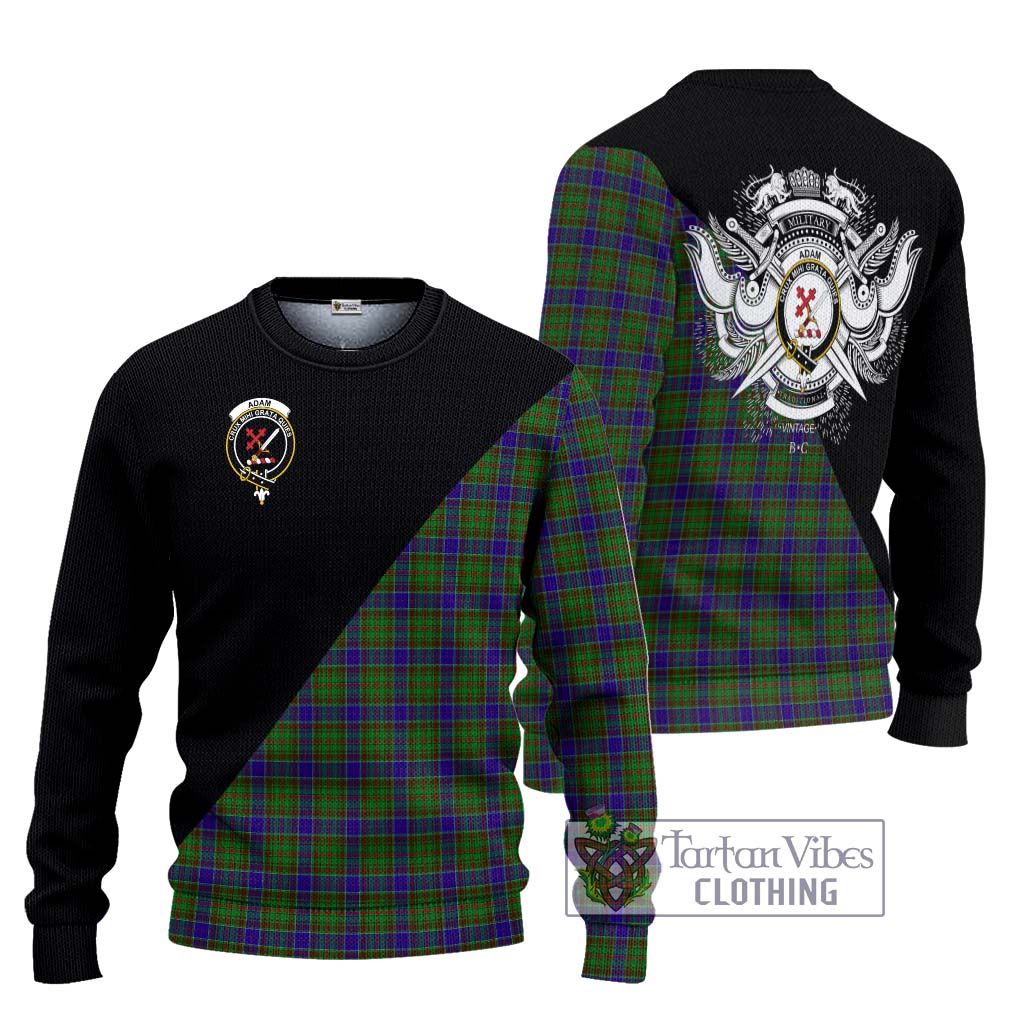 Tartan Vibes Clothing Adam Tartan Knitted Sweater with Family Crest and Military Logo Style