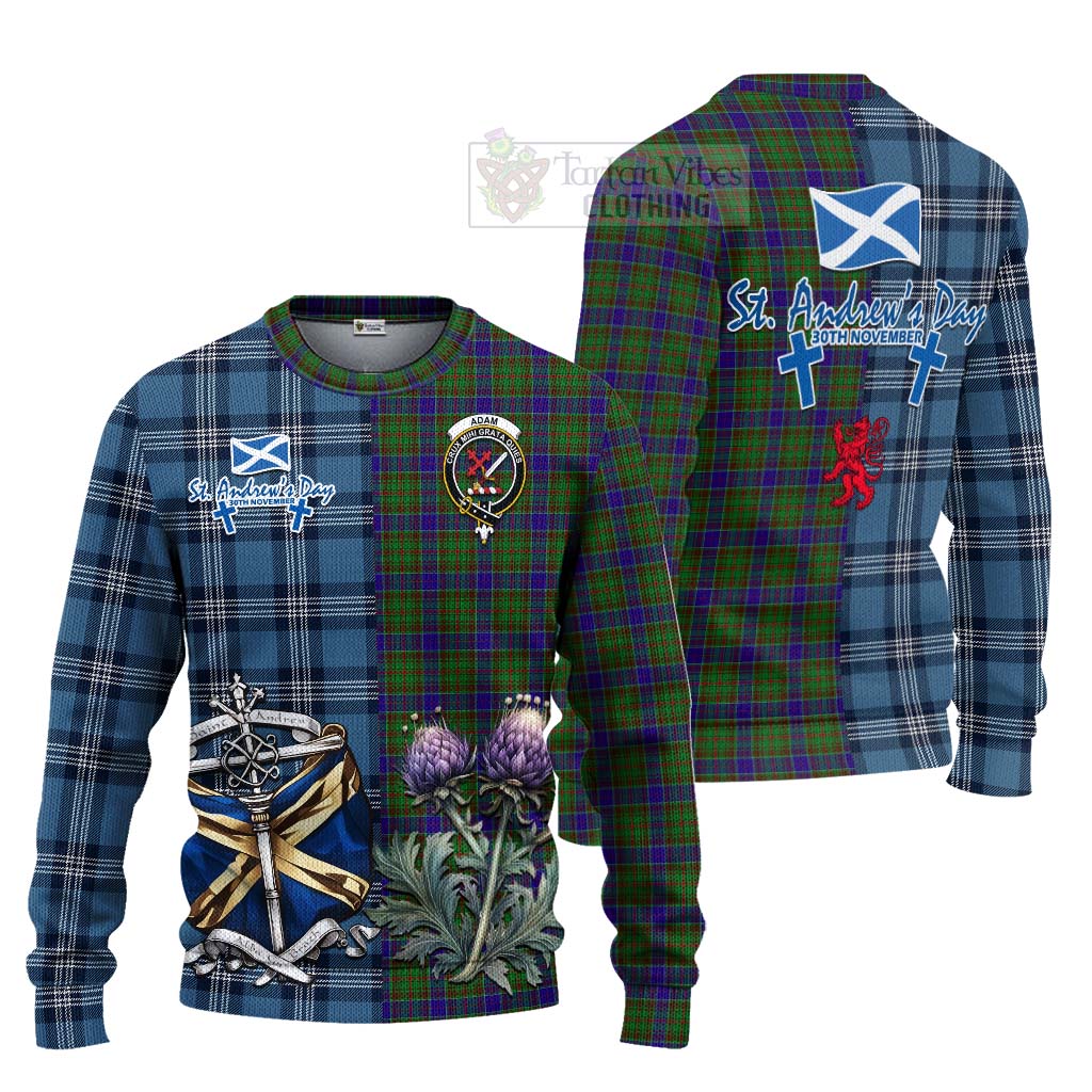 Tartan Vibes Clothing Adam Tartan Knitted Sweater Happy St. Andrew's Day Half Tartan Style