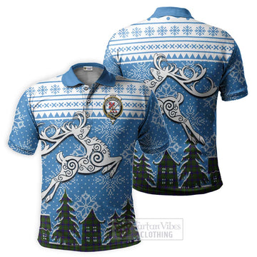 Adam Clan Christmas Polo Shirt Celtic Reindeer Style