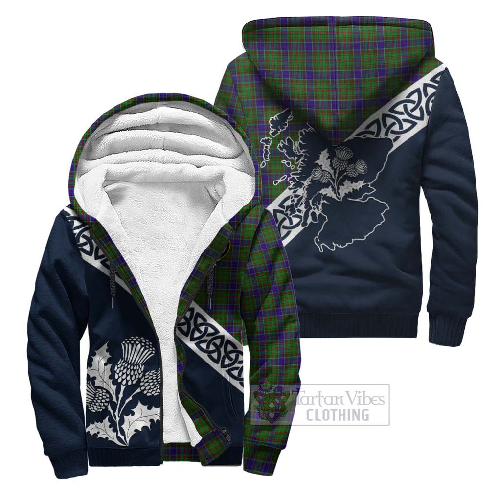 Tartan Vibes Clothing Adam Tartan Sherpa Hoodie Featuring Thistle and Scotland Map