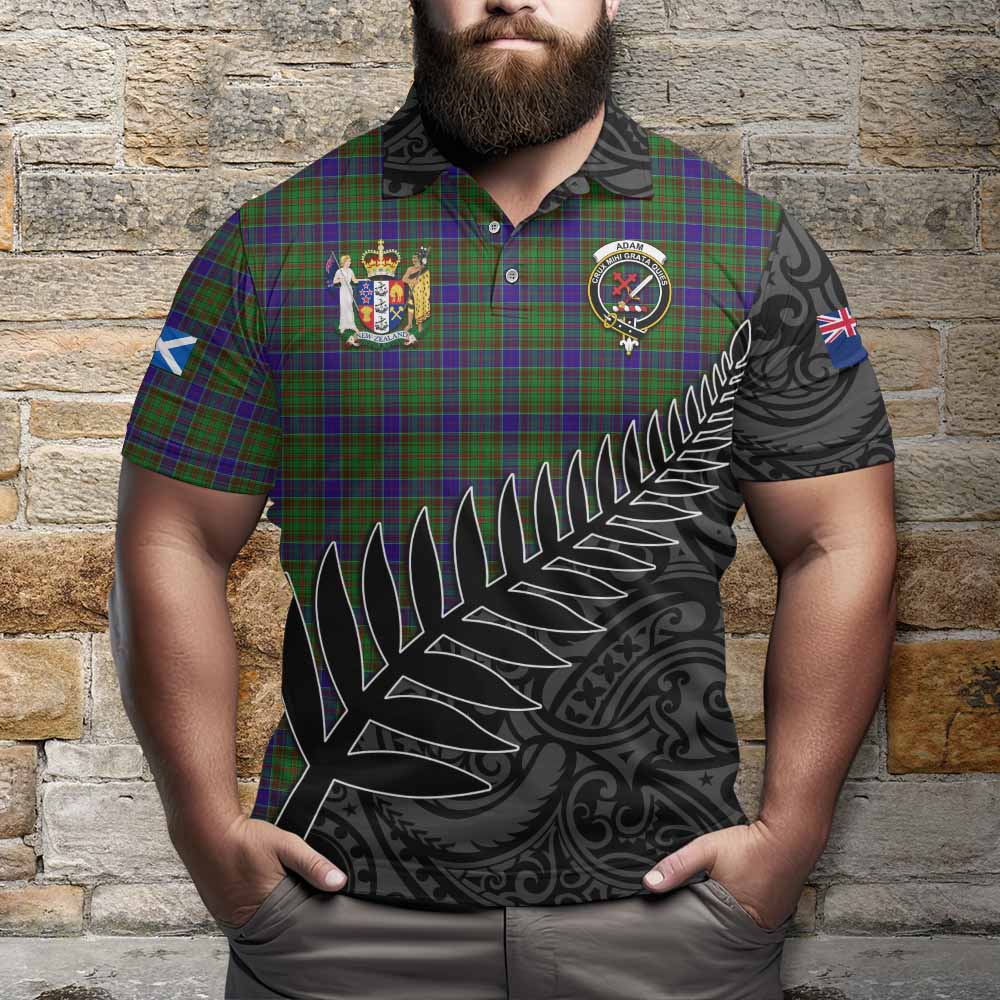 Adam Crest Tartan Polo Shirt with New Zealand Silver Fern Half Style