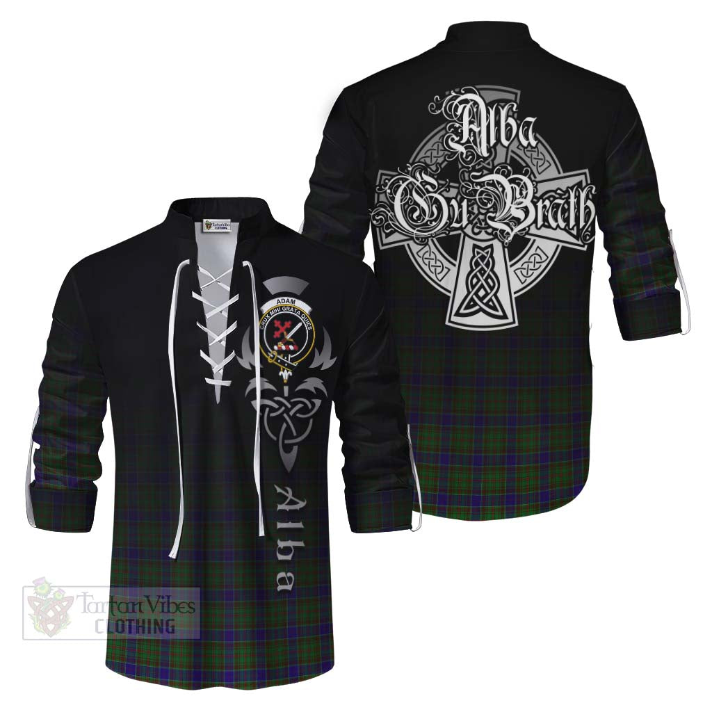 Adam Tartan Ghillie Kilt Shirt Featuring Alba Gu Brath Family Crest Celtic Inspired Men - Tartan Vibes Clothing