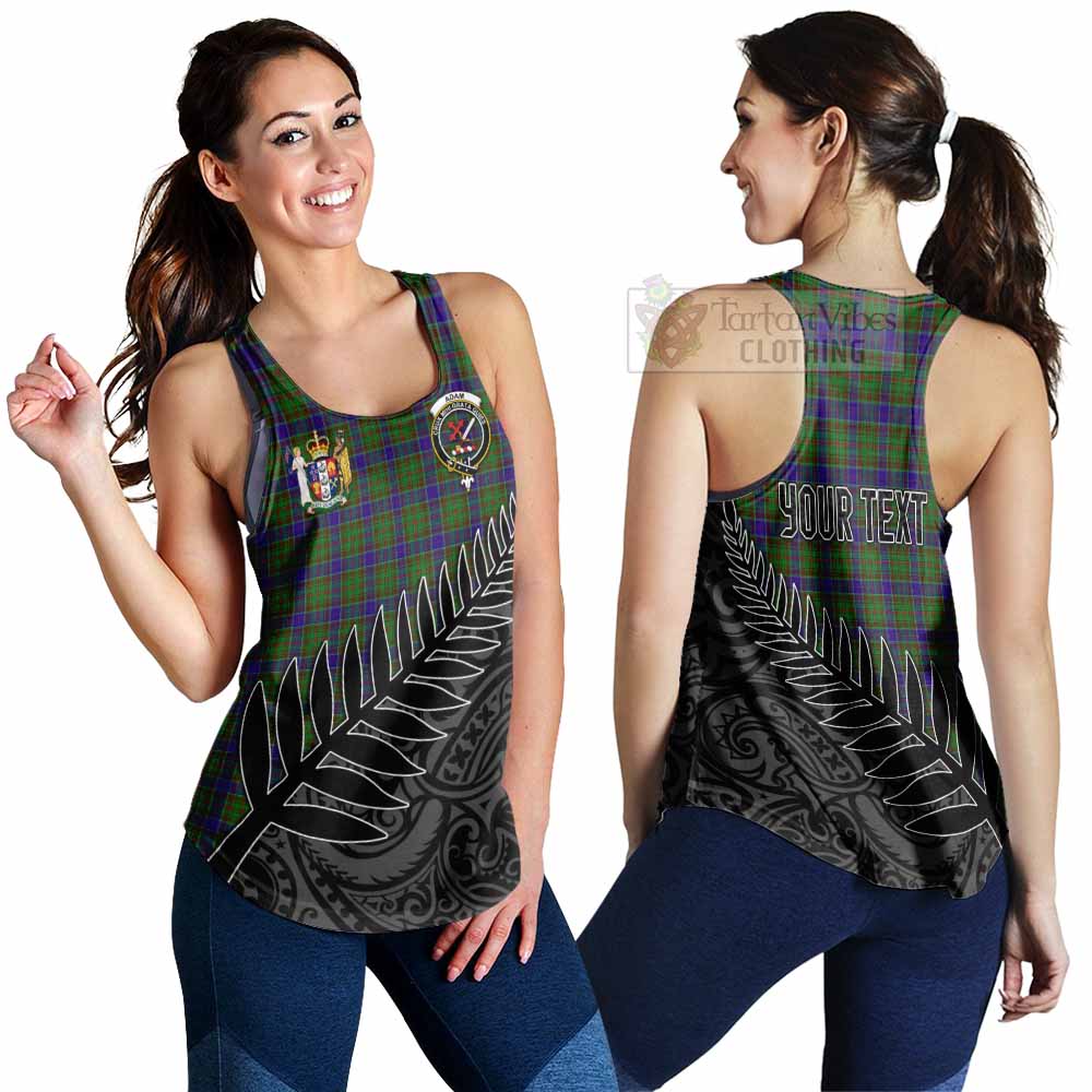 Tartan Vibes Clothing Adam Crest Tartan Women's Racerback Tanks with New Zealand Silver Fern Half Style