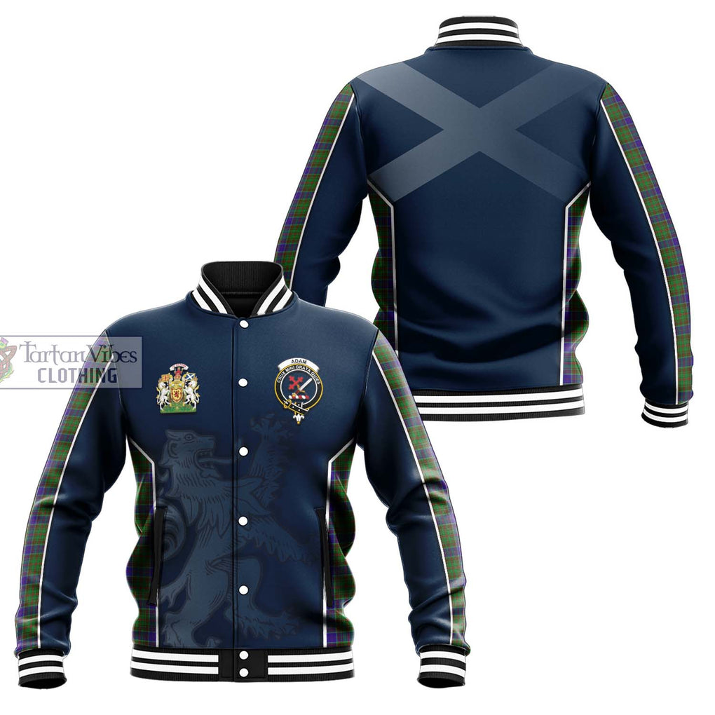 Adam Tartan Baseball Jacket with Family Crest and Lion Rampant Vibes Sport Style Unisex - Tartan Vibes Clothing