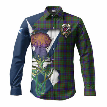 Adam Tartan Family Crest Long Sleeve Button Shirt Scottish Thistle Celtic Inspired Men's Shirt S - Tartan Vibes Clothing
