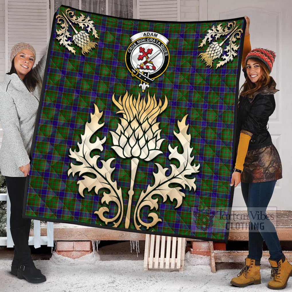 Tartan Vibes Clothing Adam Tartan Quilt with Family Crest and Golden Thistle Style