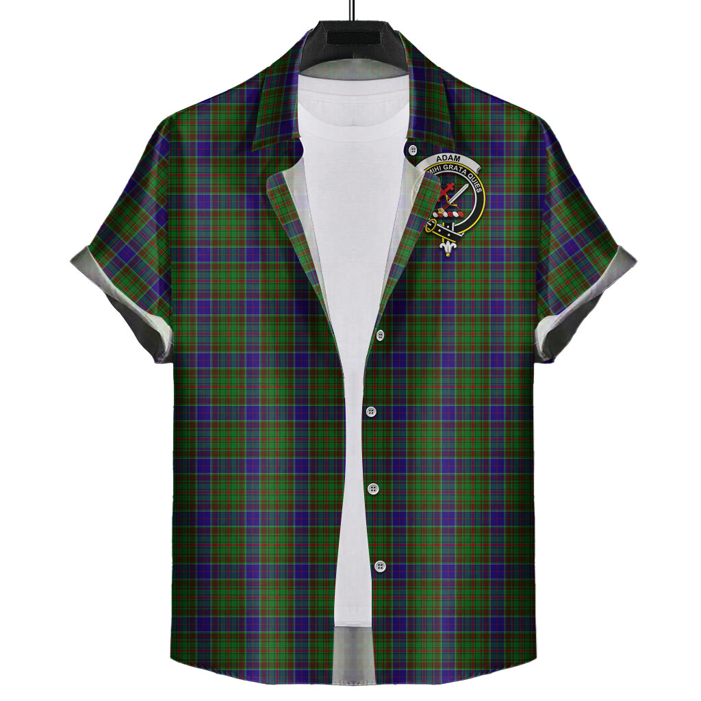 Adam Tartan Short Sleeve Button Down Shirt with Family Crest - Tartanvibesclothing