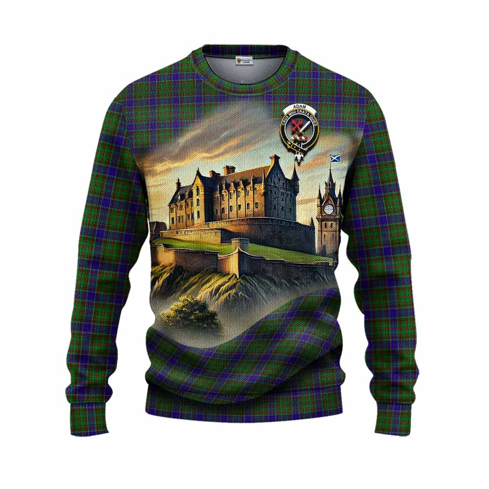 Adam Tartan Family Crest Knitted Sweater with Scottish Ancient Castle Style Unisex - Tartan Vibes Clothing