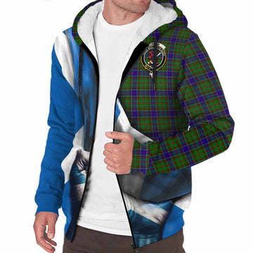 Adam Tartan Sherpa Hoodie with Family Crest Scotland Patriotic Style