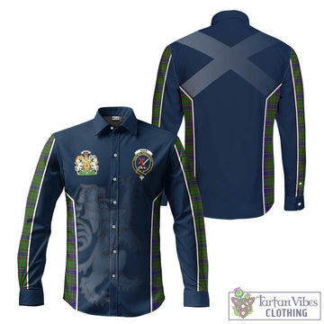 Adam Tartan Long Sleeve Button Up Shirt with Family Crest and Lion Rampant Vibes Sport Style