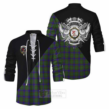 Adam Tartan Ghillie Kilt Shirt with Family Crest and Military Logo Style