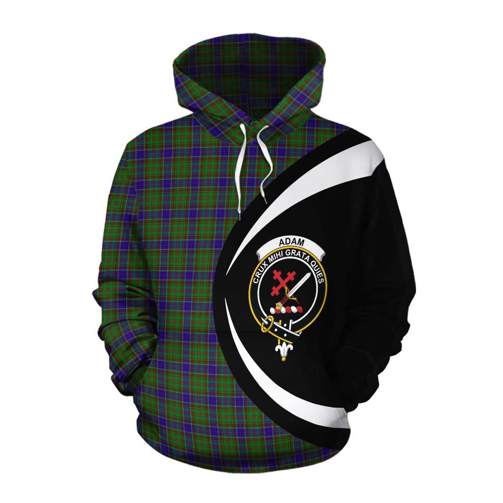 Tartan Vibes Clothing Adam Tartan Cotton Hoodie with Family Crest Circle Style