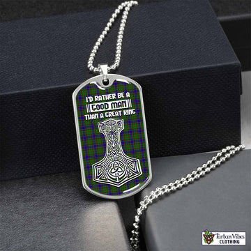 Adam Tartan Dog Tag Necklace Viking Mjolnir Style